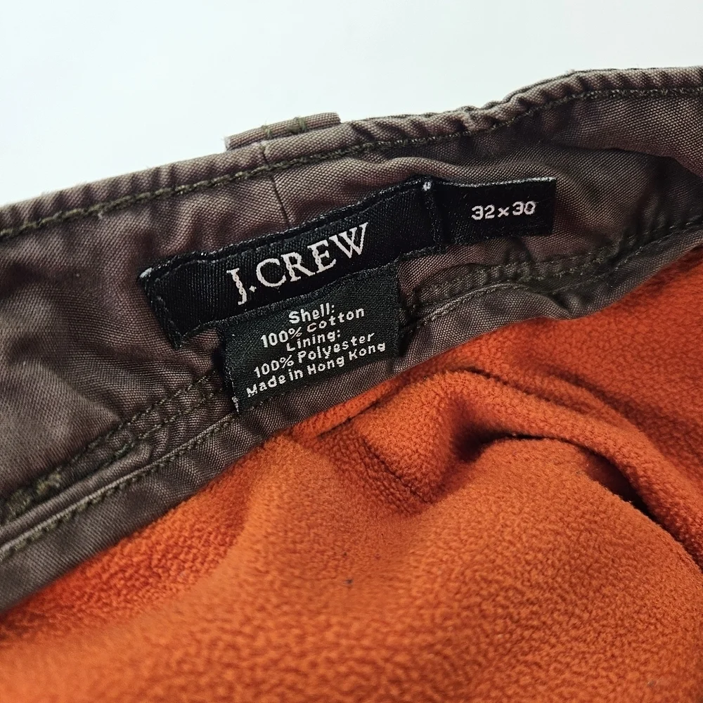 J Crew Cargo Pants Men’s 32x30 Green VTG Y2K Fleece Lined Military Field Heavy